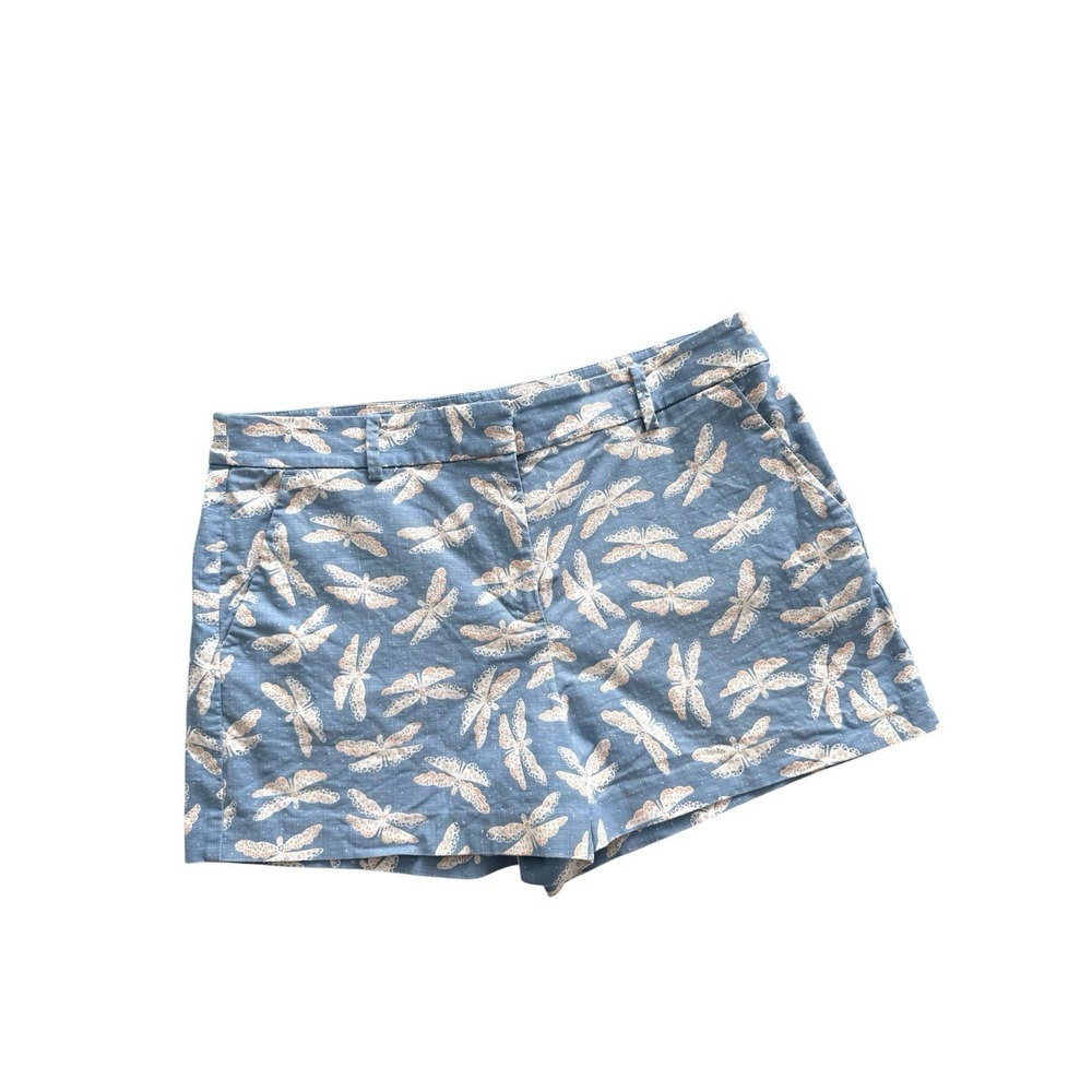 Loft Tailored Chino Shorts‎ Womens 12 Blue Butterfly Preppy Vacation Summer